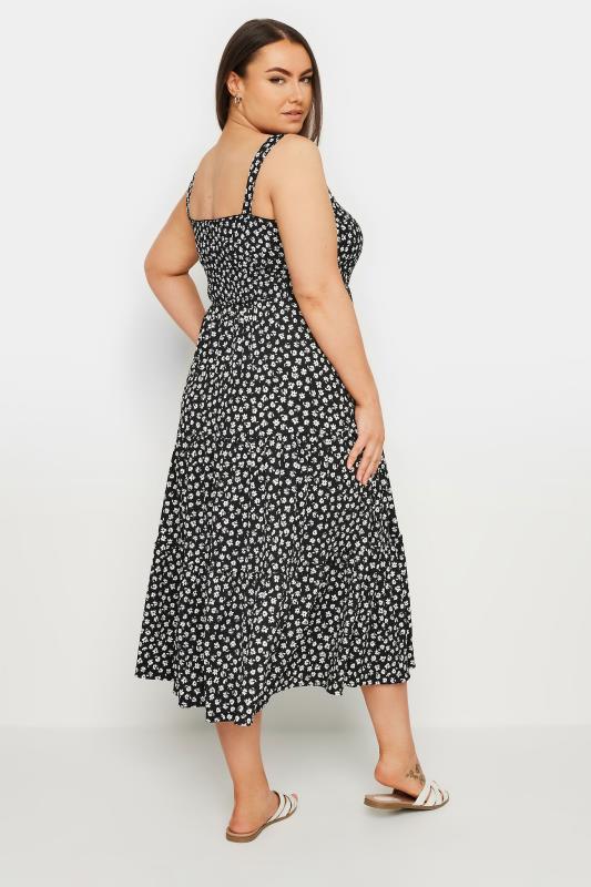 YOURS Plus Size Black Floral Print Textured Midaxi Dress | Yours Clothing 3