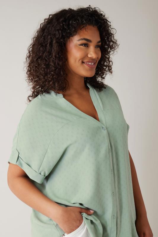 EVANS Plus Size Sage Green Short Sleeve Blouse | Evans 4