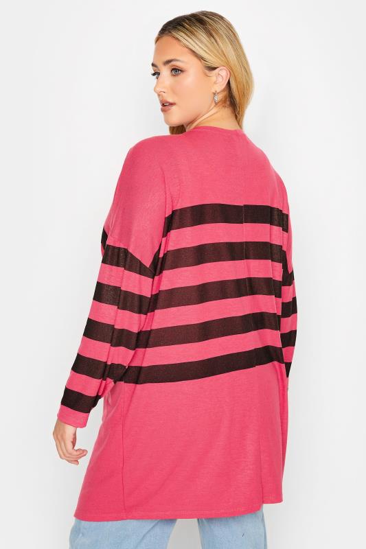 Curve Plus Size Pink & Black Stripe Cardigan | Yours Clothing  4