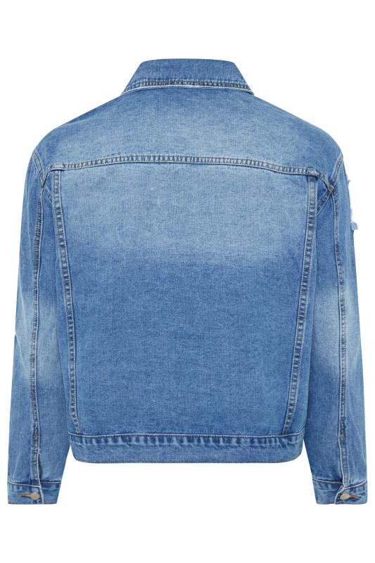Blue Distressed Western Denim Jacket | Yours Clothing 7