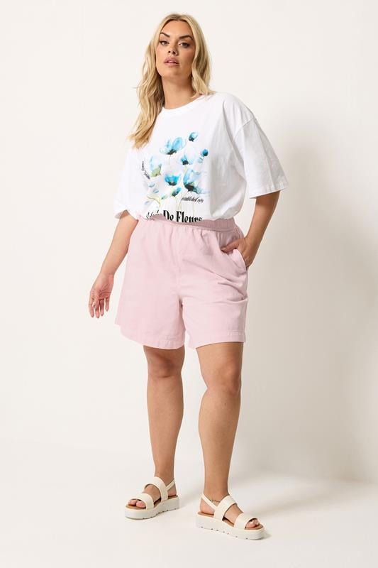 YOURS Plus Size Pink Denim Shorts | Yours Clothing 2