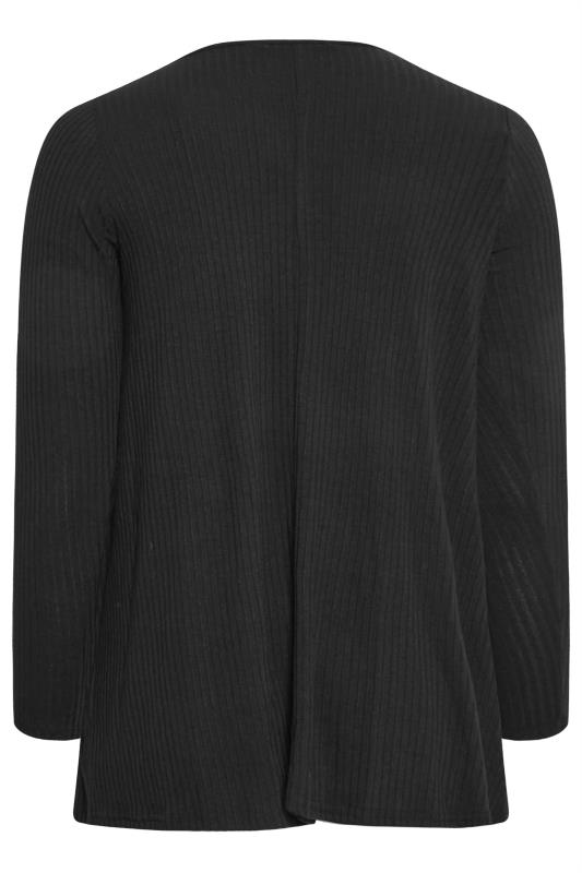 YOURS Plus Size Black Long Sleeve Ribbed Swing Top | Yours Clothing 7