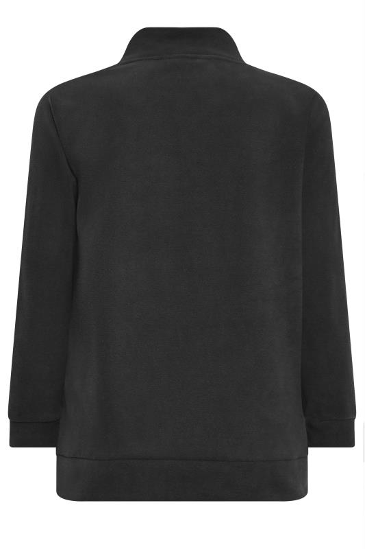 YOURS Plus Size Black Zip Fleece Jacket | Yours Clothing 6
