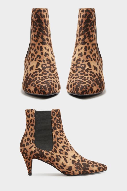 LTS Brown Leopard Print Heeled Boots In Standard D Fit 2