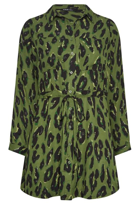 YOURS Plus Size Khaki Green Leopard Print Utility Tunic Shirt | Yours Clothing 6