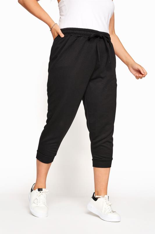  Grande Taille Black Cropped Jogger