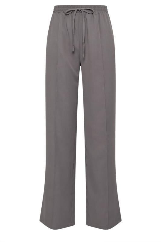 LTS Tall Grey Tie Waistband Wide Leg Trousers | Long Tall Sally 5