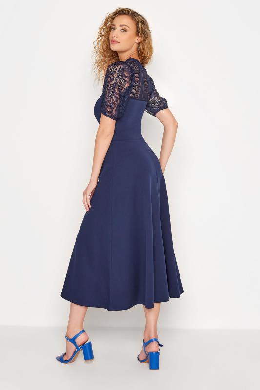 Tall Women's LTS Navy Blue Lace Midi Dress | Long Tall Sally 3
