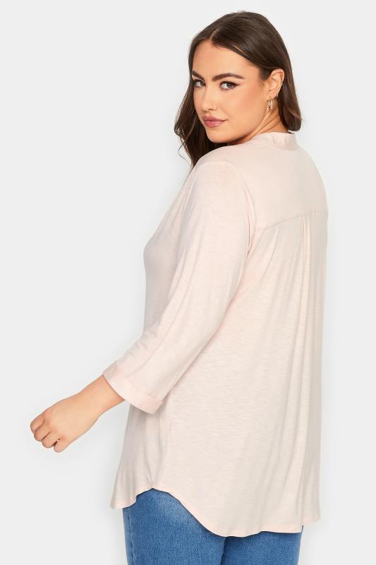 YOURS Plus Size Light Pink Half Placket Blouse | Yours Clothing  3