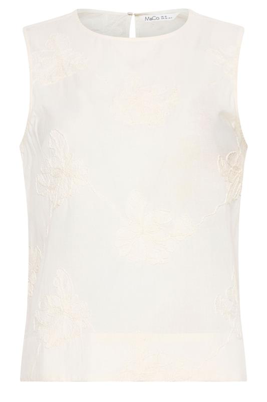 M&Co Ivory White Floral Embroidered Cotton Vest Top | M&Co 6