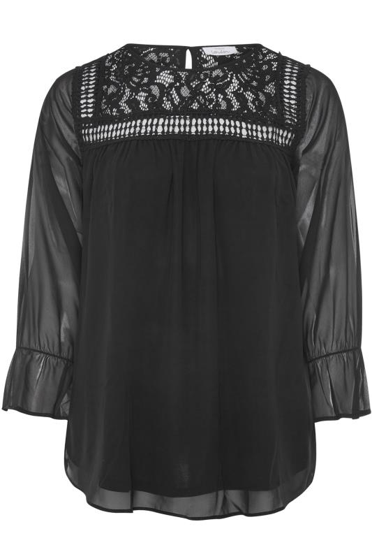 Plus Size YOURS LONDON Black Lace Blouse | Yours Clothing