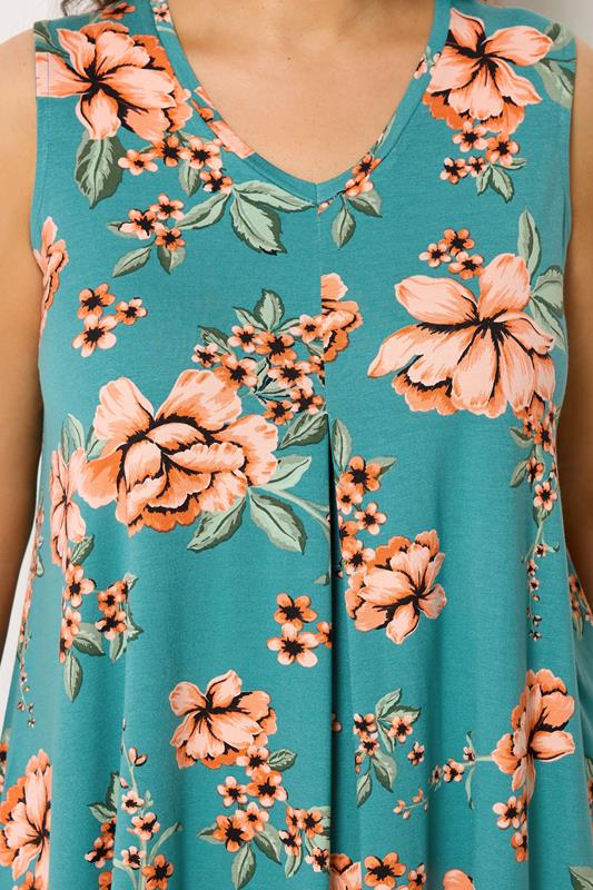 YOURS Plus Size Blue Floral Pleat Vest Top  |Yours Clothing 2