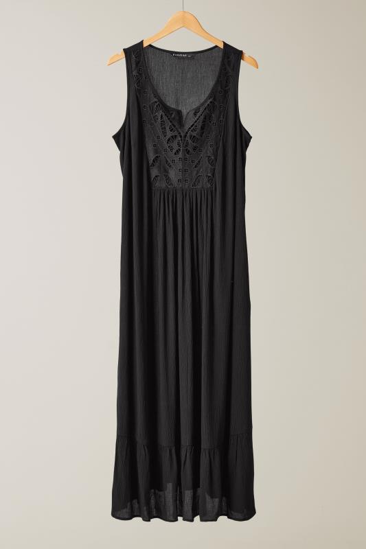 EVANS Plus Size Black Crinkle Broderie Maxi Dress | Evans  5