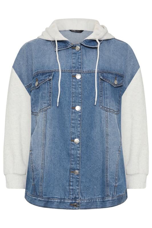 YOURS Plus Size Blue Sweatshirt Hooded Denim Jacket | Yours Clothing 6