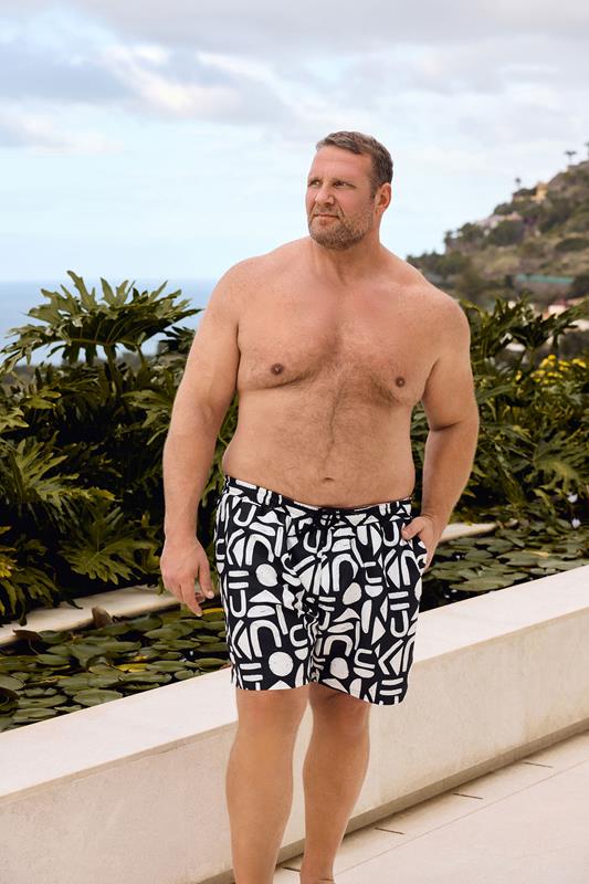 BadRhino Big & Tall Short de bain à motifs abstraits - Noir et blanc