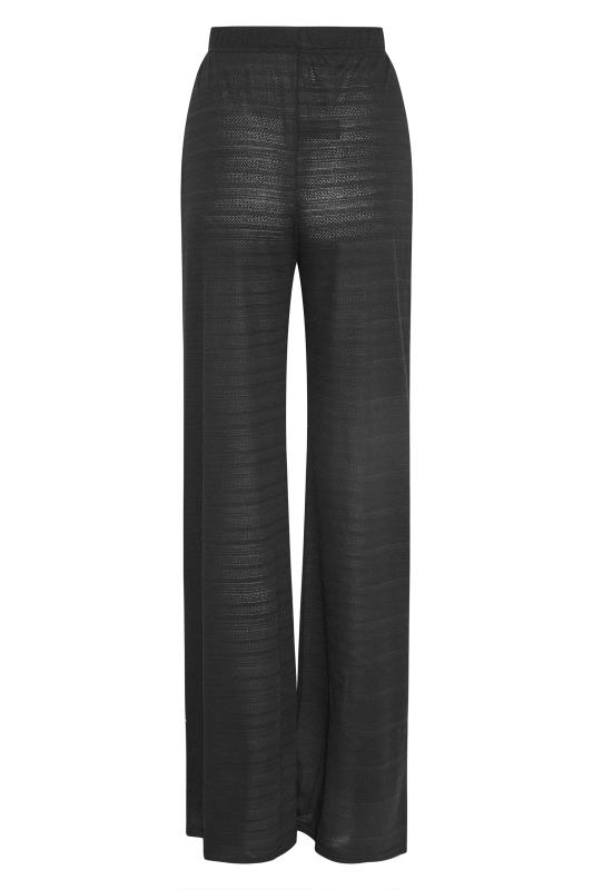 LTS Tall Women's Black Knitted Wide Leg Beach Trousers | Long Tall Sally 5