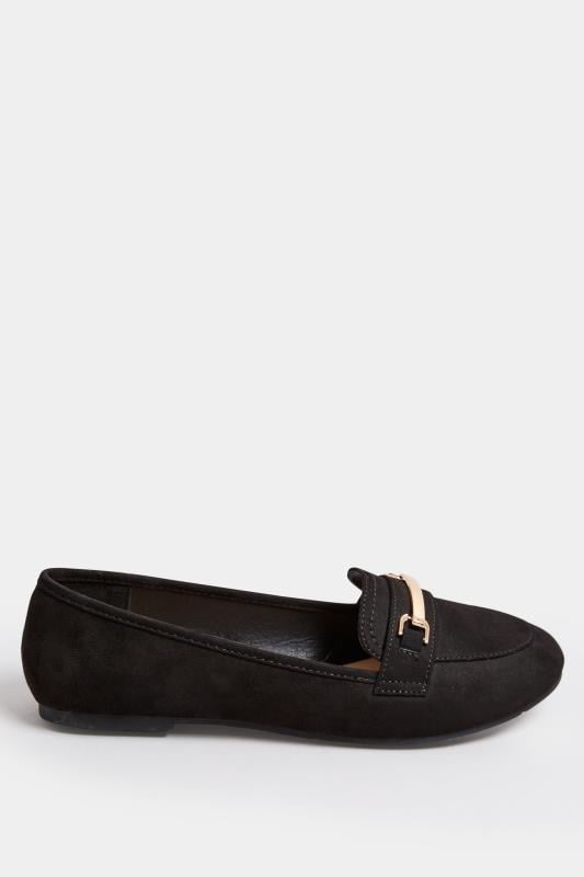 Black Faux Suede Loafers In Wide E Fit | Yours Clothing  3