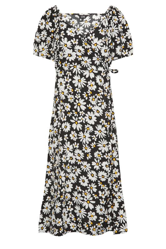 LTS Tall Women's Black Daisy Print Wrap Dress | Long Tall Sally 6