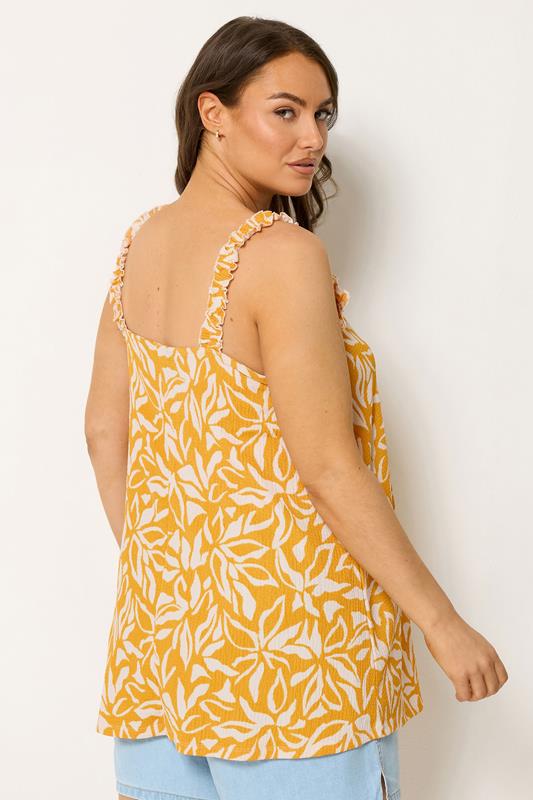 YOURS Plus Size Yellow Abstract Frill Vest Top | Yours Clothing 2
