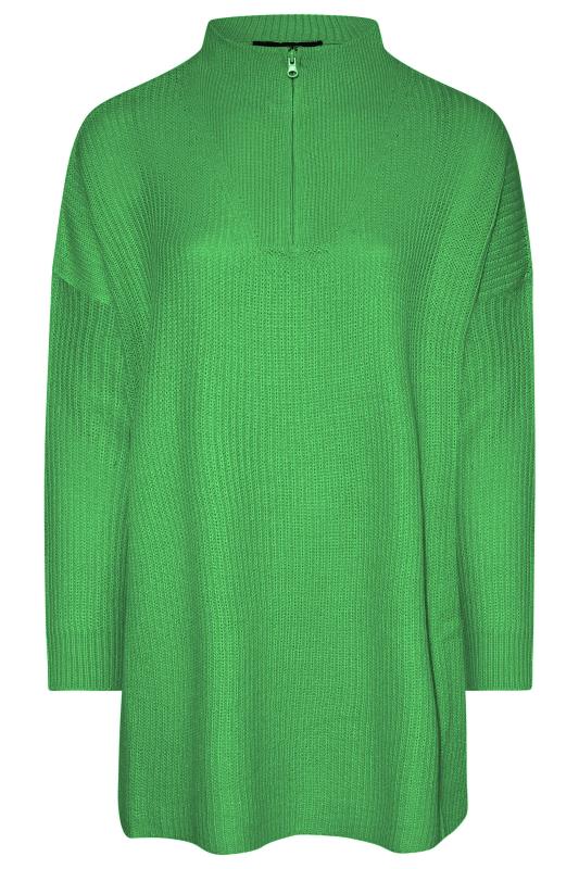 Plus Size Curve Green Quarter Zip Knitted Jumper | Yours Clothing 6