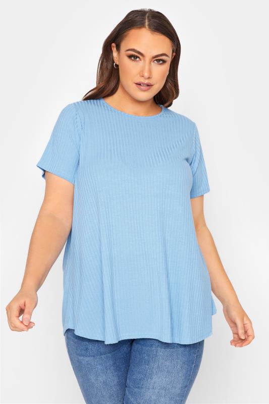 LIMITED COLLECTION Curve Light Blue Ribbed Swing Top 1