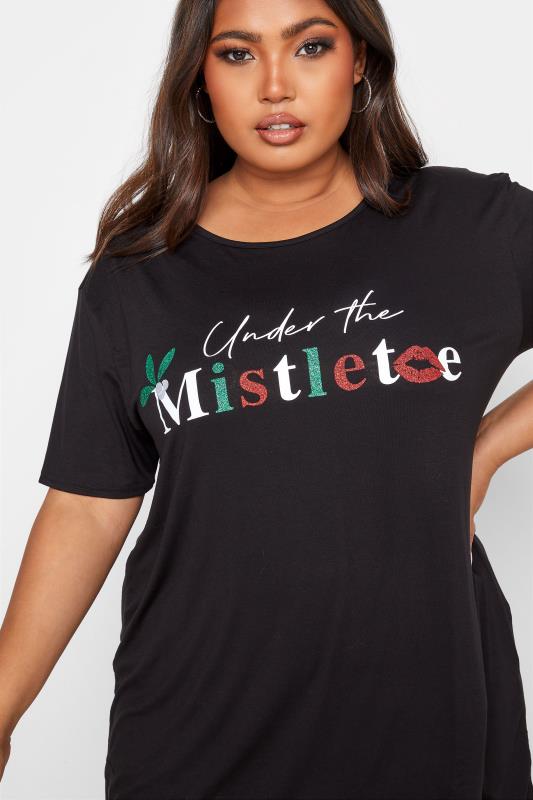 Black 'Under The Mistletoe' Slogan Christmas T-Shirt_D.jpg