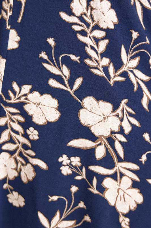 EVANS Plus Size Navy Blue Floral Grown-On Sleeve Top | Evans 4