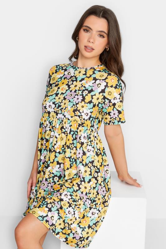 Petite Yellow Floral Print Smock Dress | PixieGirl 4