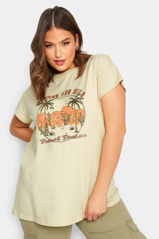 LIMITED COLLECTION Plus Size Cream 'Desert Dreams' Printed T-Shirt | Yours Clothing 3