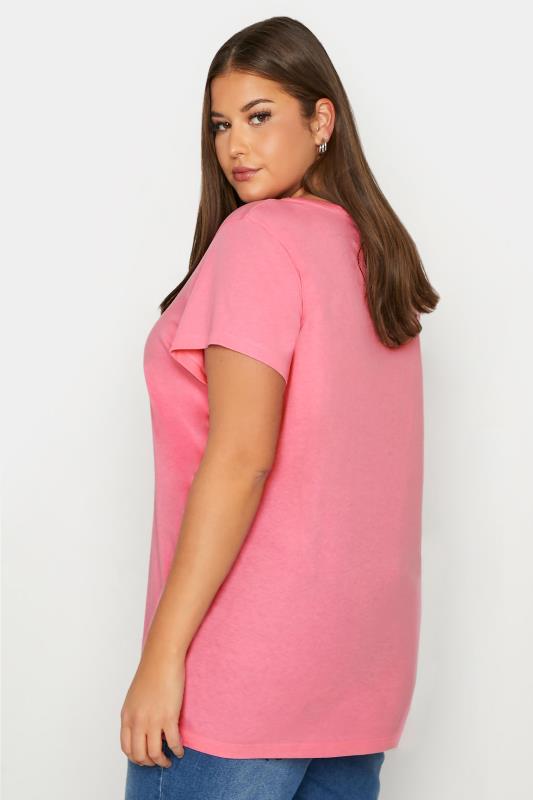 Curve Pink Short Sleeve Basic T-Shirt 3
