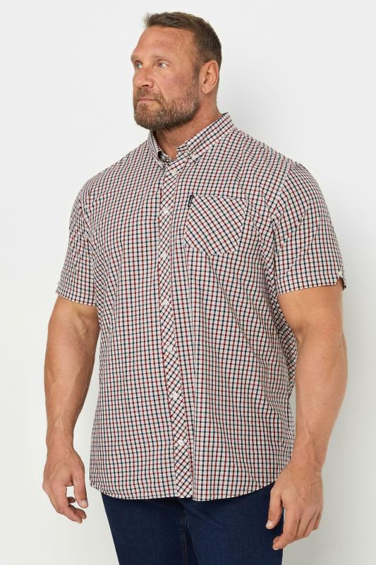  Grande Taille BEN SHERMAN Big & Tall Red Signature Gingham Check Short Sleeve Shirt