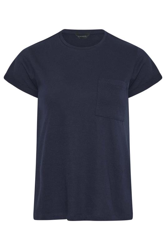 Petite Navy Blue Short Sleeve Pocket T-Shirt 6
