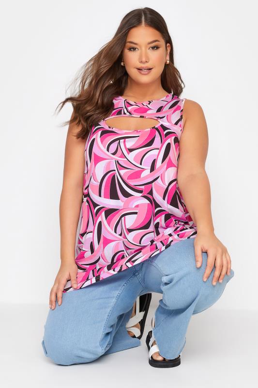 Curve Pink Abstract Print Cut Out Swing Top_E.jpg