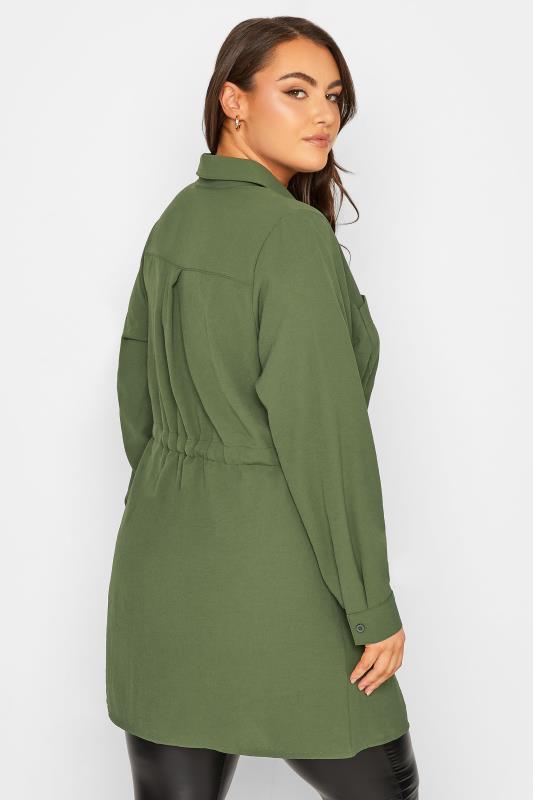 YOURS Plus Size Curve Green Utility Tunic Shirt 3