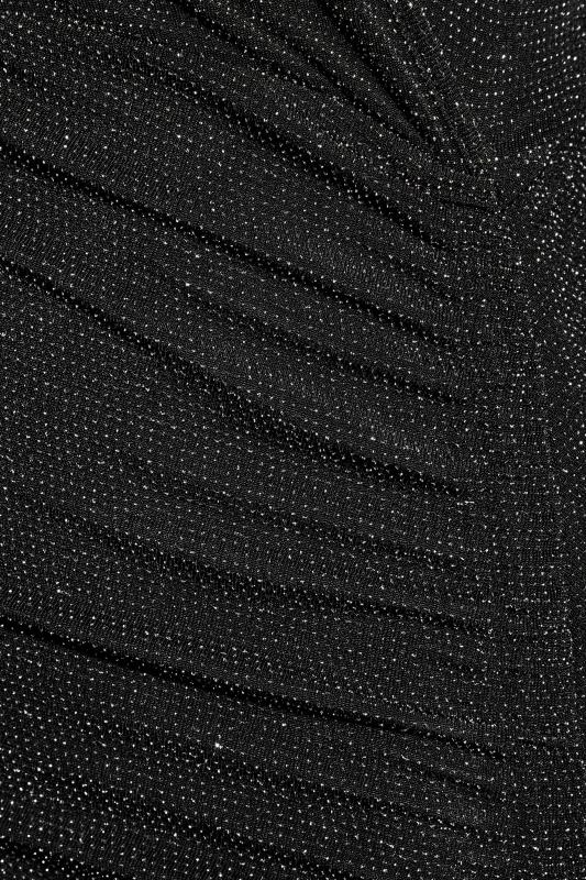 LTS Black Glitter Long Sleeve Ruched Mini Dress | Long Tall Sally 4