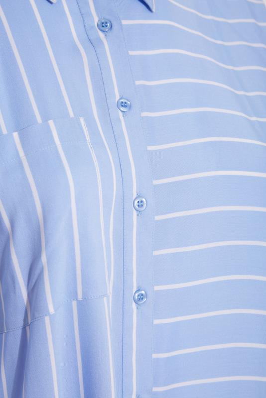 Plus Size Blue Stripe Oversized Shirt | Yours Clothing  5