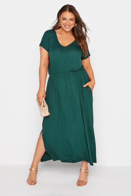 Grande Taille YOURS LONDON Curve Green Pocket Maxi Dress