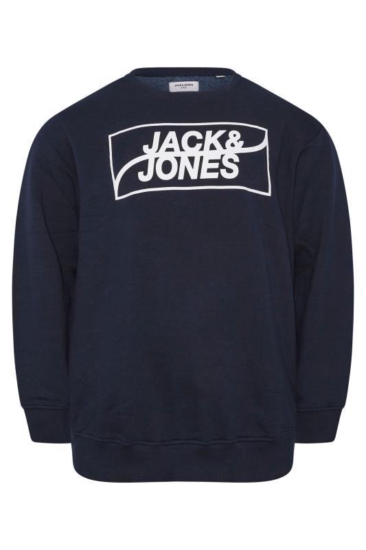 JACK & JONES 2 PACK Navy Blue & Khaki Green Logo Sweatshirts | BadRhino 5