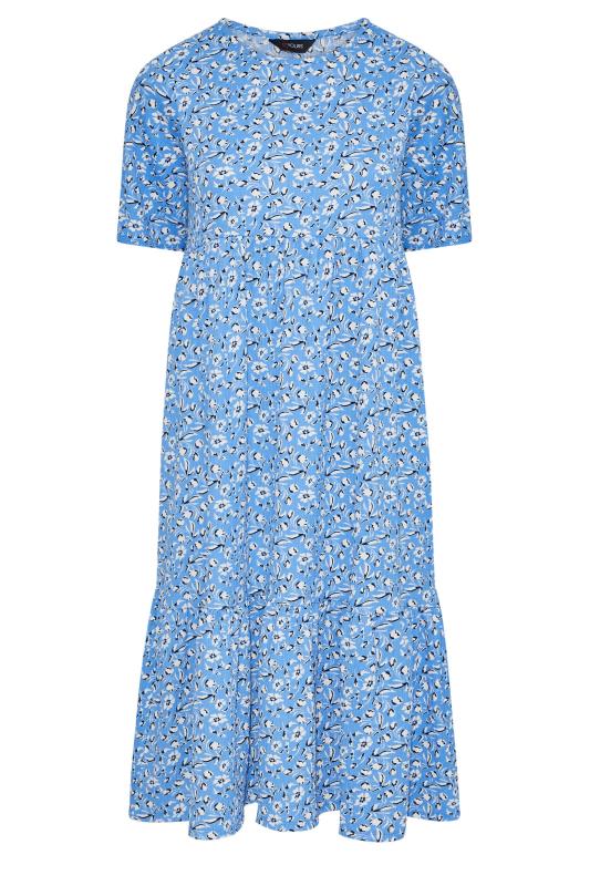 Plus Size Blue Ditsy Print Tiered Dress | Yours Clothing 6