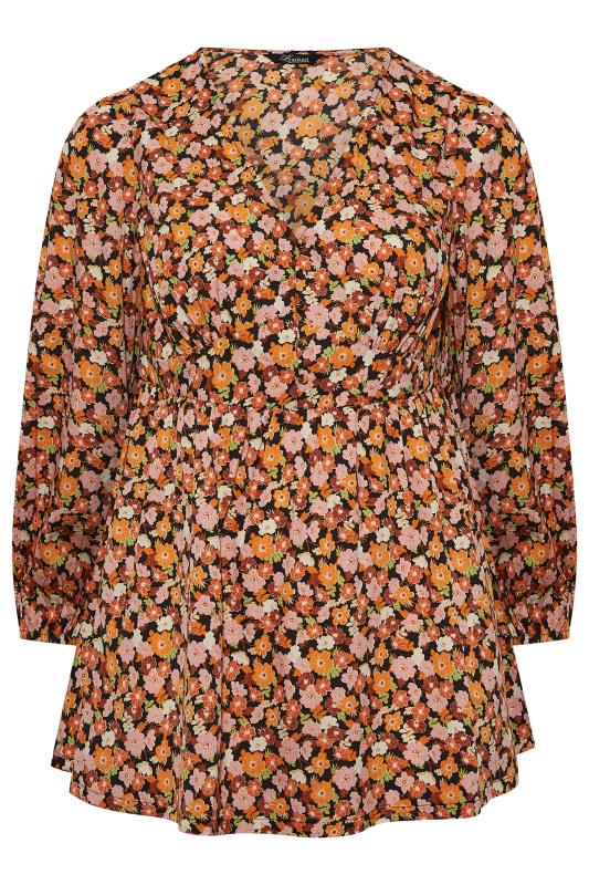 LIMITED COLLECTION Plus Size Womens Curve Orange & Pink Floral Print Blouse 6