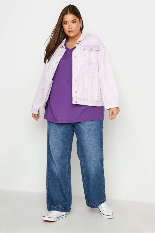 Purple Short Sleeve Basic T-Shirt_B.jpg