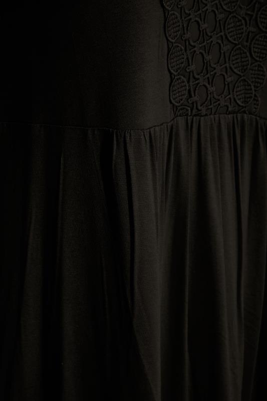 Plus Size Black Crochet Detail Peplum Tunic Top | Yours Clothing 4