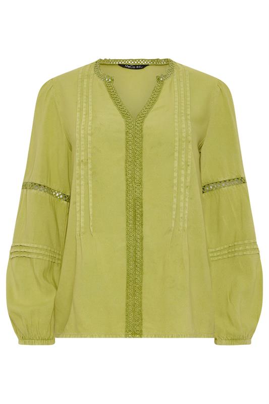 M&Co Green Lace Trim Pintuck Blouse | M&Co 5