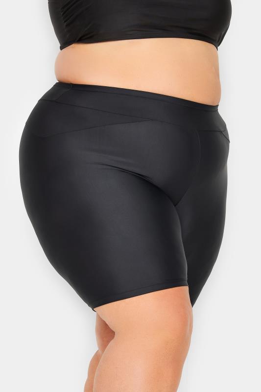 YOURS Curve Plus Size Black High Waist Swim Shorts | Yours Clothing  1