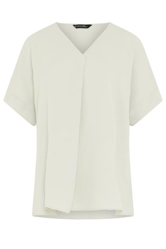 EVANS Curve Ecru White Front Pleat Blouse | Evans 5