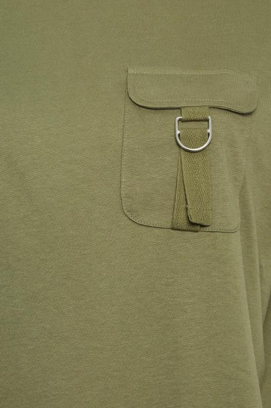 LTS Tall Khaki Green Utility Pocket Cotton T-Shirt | Long Tall Sally 5