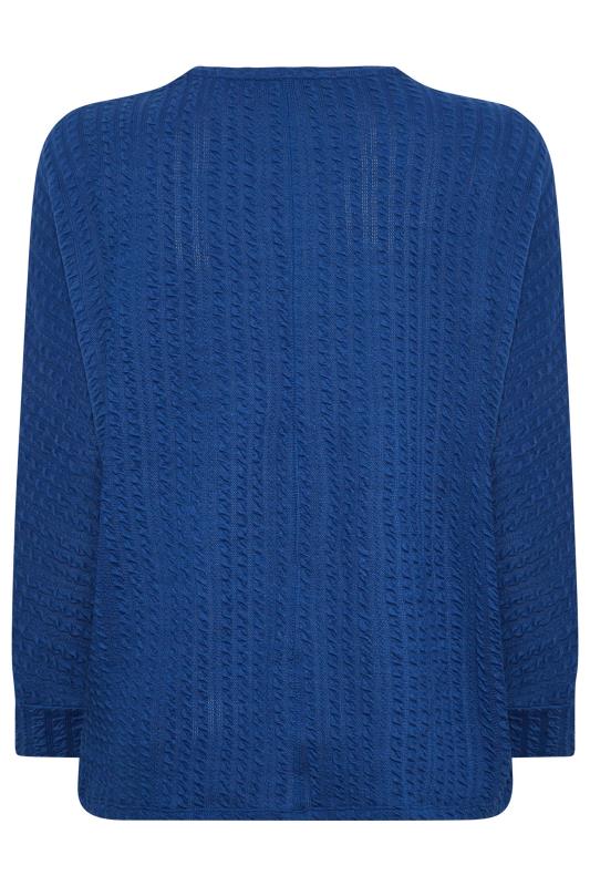 YOURS Plus Size Blue Jacquard Ribbed Top | Yours Clothing 7