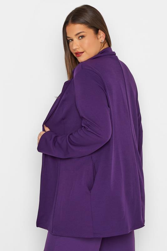 LTS Tall Women's Dark Purple Scuba Longline Blazer | Long Tall Sally 3