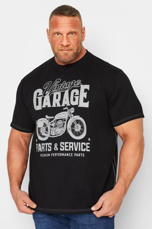 KAM Big & Tall Black Vintage Garage Motorcycle T-Shirt | BadRhino 1