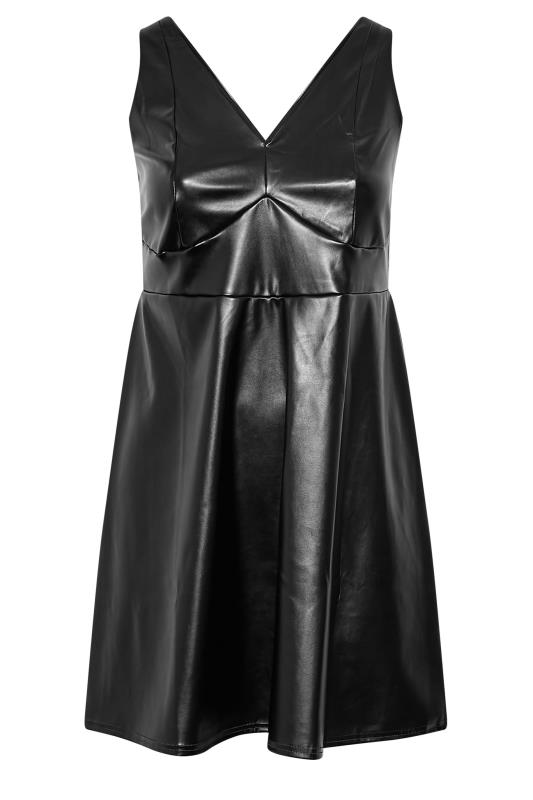 LIMITED COLLECTION Curve Black Leather Look Pinafore Dress 6